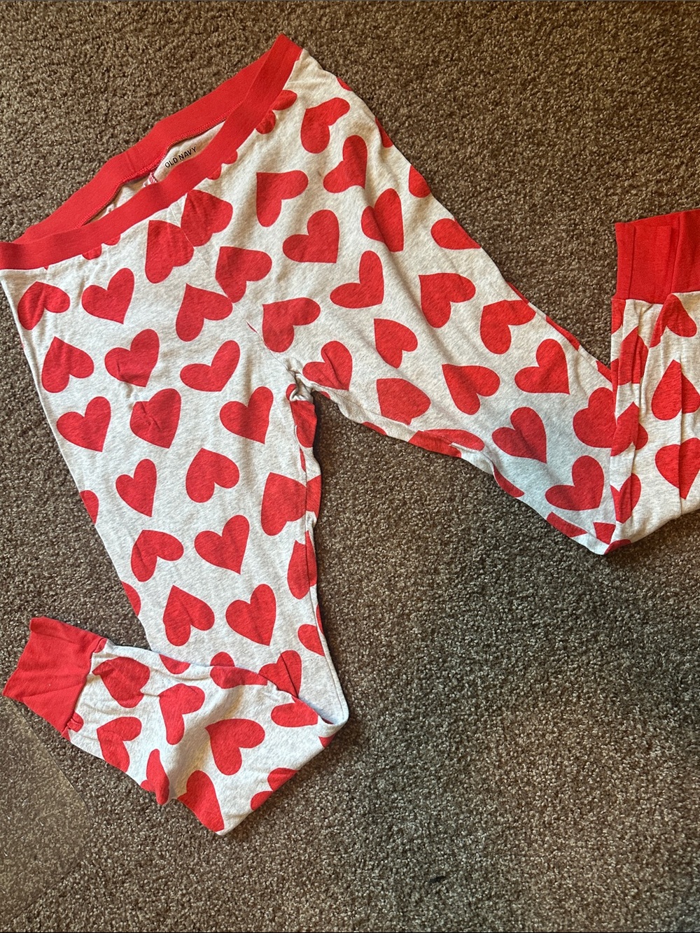 Old Navy Red Heart-Print Pajama Bottoms, Size L